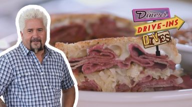 Guy Fieri Eats a Hot Pastrami Sandwich | Diners, Drive-Ins and Dives | Food Network