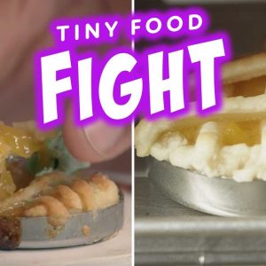 This Is The Smallest Peachy Pear Pie | Tiny Food Fight | Discovery+
