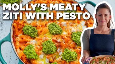 Molly Yeh's Meaty Ziti with Pesto Dollop | Girl Meets Farm | Food Network
