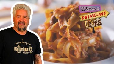 Guy Fieri Tries Lamb Tagliatelle | Diners, Drive-Ins and Dives | Food Network