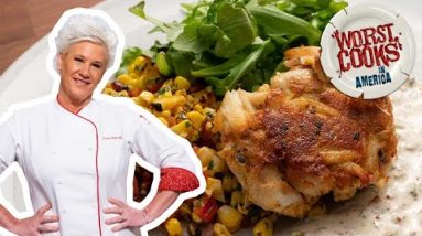 How to Make Crab Cakes with Anne Burrell | Worst Cooks in America | Food Network
