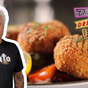 Guy Fieri Eats NewFoundLand Cod Cakes | Diners, Drive-Ins and Dives | Food Network