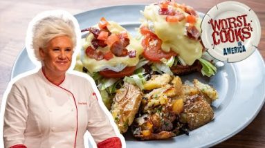 How to Make a BLT Eggs Benedict with Anne Burrell | Worst Cooks in America | Food Network