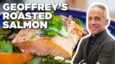 Geoffrey Zakarian's Roasted Salmon with Sweet Potatoes and Broccolini | The Kitchen | Food Network