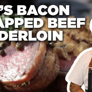 Guy Fieri and His Dad Cook Bacon Wrapped Beef Tenderloin | Guy's Big Bite | Food Network