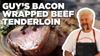 Guy Fieri and His Dad Cook Bacon Wrapped Beef Tenderloin | Guy's Big Bite | Food Network