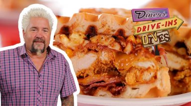 Guy Fieri Eats the Confused Cousin Chicken Sandwich | Diners, Drive-Ins and Dives | Food Network