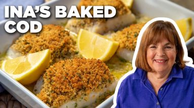 Ina Garten's Baked Cod with Garlic and Herb Ritz Crumbs | Barefoot Contessa | Food Network