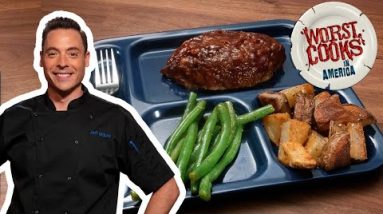 Jeff Mauro's Mini Meatloaf TV Dinner | Worst Cooks in America | Food Network
