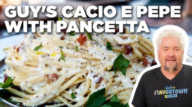 Guy Fieri's Cacio e Pepe with Crispy Pancetta | Guy's Big Bite | Food Network
