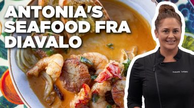 Antonia Lofaso's Seafood Fra Diavalo with Charred Garlic Bread | Guy's Ranch Kitchen | Food Network