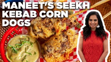 Maneet Chauhan's Seekh Kebab Corn Dogs with Mint Mustard Sauce | Guy's Ranch Kitchen | Food Network