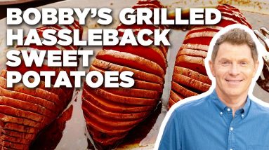 Bobby Flay's Grilled Hassleback Sweet Potatoes | Bobby Flay's Barbecue Addiction | Food Network