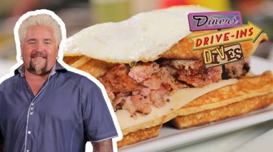 Guy Fieri Eats a Waffle Madame | Diners, Drive-Ins and Dives | Food Network