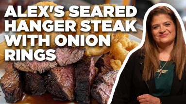 Alex Guarnaschelli's Hanger Steak with Red Onion Rings | Food Network