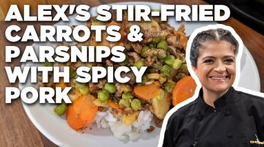 Alex Guarnaschelli's Stir-Fried Carrots and Parsnips with Spicy Pork | Food Network