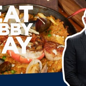 Bobby Flay Makes Seafood Paella | Beat Bobby Flay | Food Network