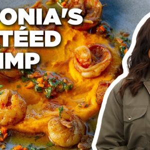 Antonia Lofaso's Sautéed Shrimp with Carrot Top Chimichurri | Guy's Ranch Kitchen | Food Network