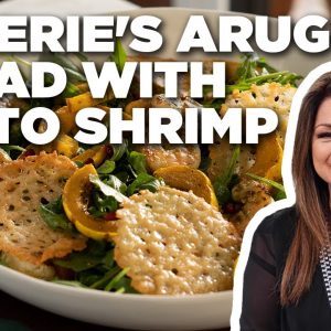 Valerie Bertinelli's Arugula Salad with Delicata Squash and Pesto Shrimp | Food Network