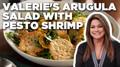 Valerie Bertinelli's Arugula Salad with Delicata Squash and Pesto Shrimp | Food Network