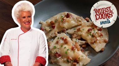 Anne Burrell's Potato and Cheddar Pierogies | Worst Cooks in America | Food Network