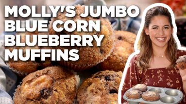 Molly Yeh's Jumbo Blue Corn Blueberry Muffins | Girl Meets Farm | Food Network