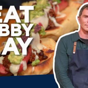 Bobby Flay Makes a Nacho Hot Dog | Beat Bobby Flay | Food Network