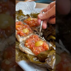 Grape Leaf-Wrapped Sea Bass | Food Network