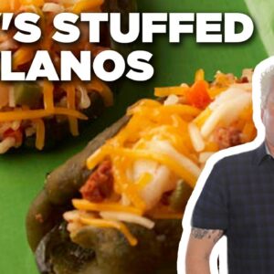 Guy Fieri's Poblanos Stuffed with Chorizo, Shrimp & Rice (THROWBACK) | Guy's Big Bite | Food Network