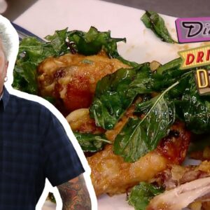 Guy Fieri Eats EXTRA-Garlicky Spicy Thai Chicken Wings | Diners, Drive-Ins and Dives | Food Network