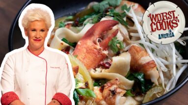 Anne Burrell's Hand-Pulled Noodles with Lobster Broth | Worst Cooks in America | Food Network