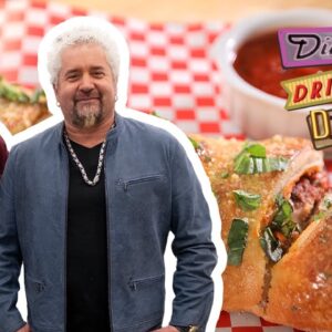 Guy and Hunter Fieri Eat Chicken Parm Stromboli | Diners, Drive-Ins and Dives | Food Network