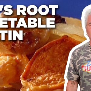 Guy Fieri's Cheesy Root Vegetable Gratin | Guy's Big Bite | Food Network