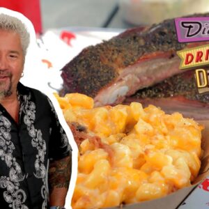 Guy Fieri Sneaks an Extra Bite of Ribs & Mac ‘n’ Cheese | Diners, Drive-Ins and Dives | Food Network