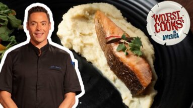Jeff Mauro's Crispy Salmon with Sweet Potatoes | Worst Cooks in America | Food Network