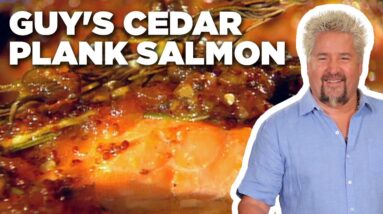 Guy Fieri's 5-Star Johnny Garlic's Cedar Plank Salmon | Guy's Big Bite | Food Network