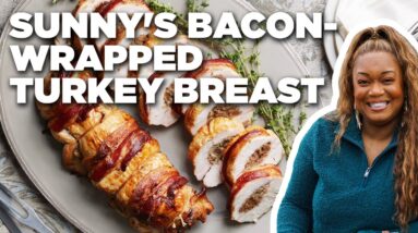 Sunny Anderson's Bacon-Wrapped Turkey Breast with Pear Hash | Cooking for Real | Food Network