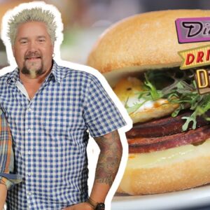 Guy Fieri & Damaris Phillips Eat FRIED Bologna | Diners, Drive-Ins and Dives | Food Network