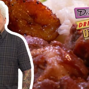 Guy Eats LEGIT Pig Tails at a Jamaican-Chinese Spot | Diners, Drive-Ins and Dives | Food Network