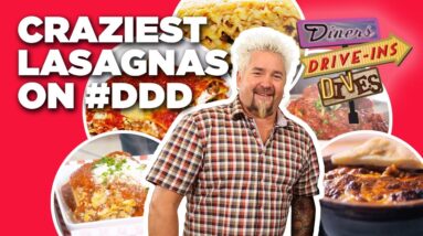 10 Craziest #DDD Lasagna Videos with Guy Fieri | Diners, Drive-Ins and Dives | Food Network