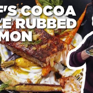 Jeff Mauro's Cocoa Chile Rubbed Salmon with Roasted Rainbow Carrots | The Kitchen | Food Network