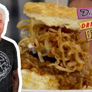 Guy Fieri Eats BBQ Pulled Pork Biscuits in Denver | Diners, Drive-Ins and Dives | Food Network