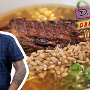 Guy Fieri Eats BOMB Bison Ramen at Justin Warner's Spot | Diners, Drive-Ins and Dives | Food Network